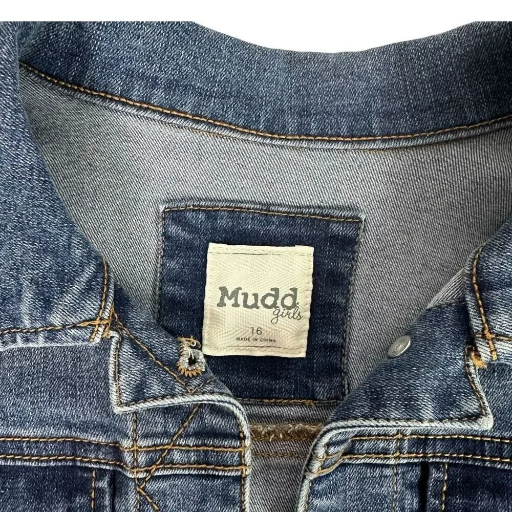 Mudd Girls Blue Denim Jacket size 16 Button Front